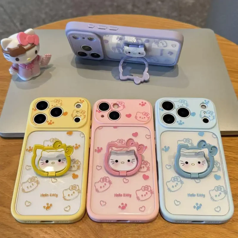 Cute Kitty Flip Stand Phone Case for iPhone Back Cover
