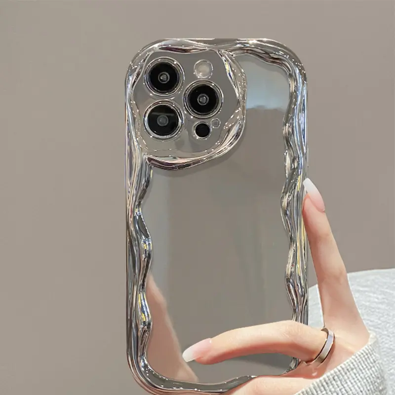 Cute Kitty Makeup Mirror Kickstand Silver Phone Case For iPhone