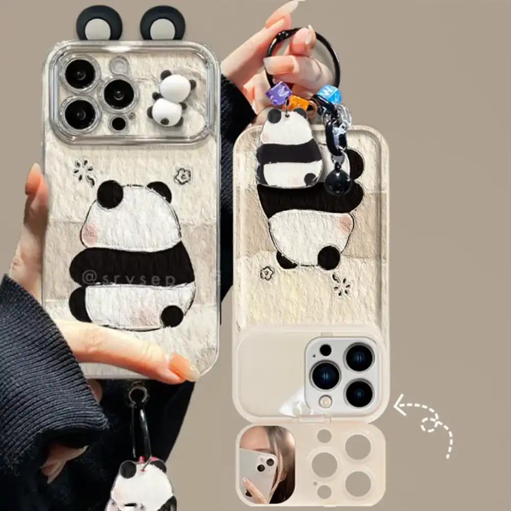 Cute Panda Kickstand Phone Case 5 Cute Panda Kickstand Phone Case for iPhone - Shockproof TPU Back Cover