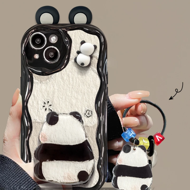 Cute Panda Phone Case With Pendant Back Cover 4 Cute Panda Phone Case With Pendant Back Cover