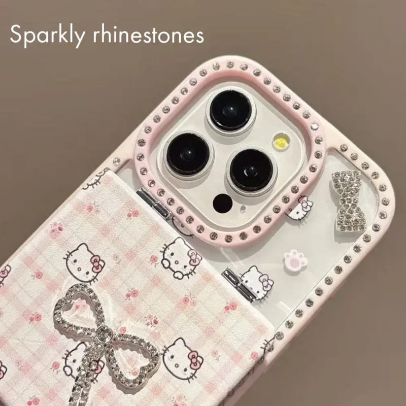Cute Sparkly Rhinestones Bow Kitty Phone Case for iPhone