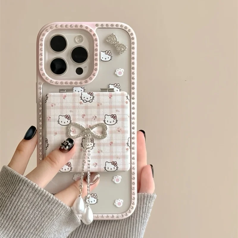 Cute Sparkly Rhinestones Bow Kitty Phone Case for iPhone