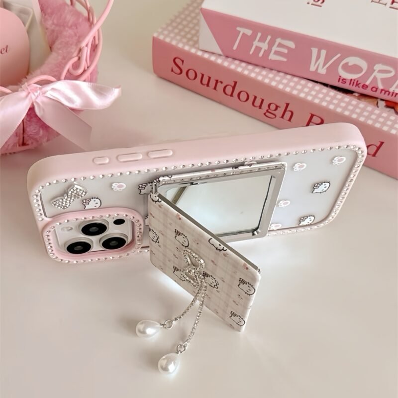 Cute Sparkly Rhinestones Bow Kitty Phone Case for iPhone