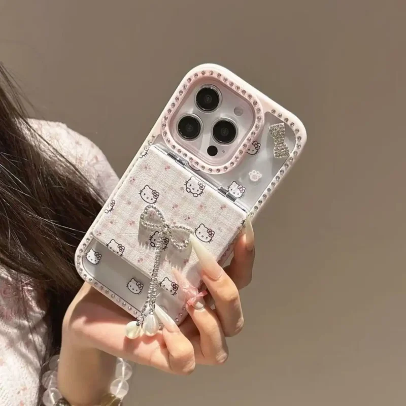 Cute Sparkly Rhinestones Bow Kitty Phone Case for iPhone