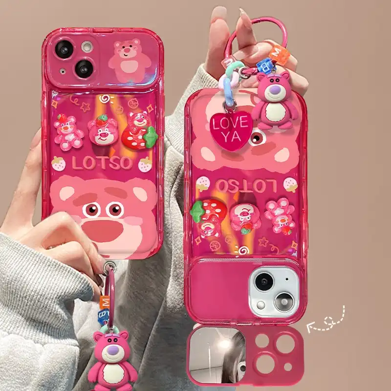 Cute Winnie Pooh Bear Phone Case Lotso Flip Mirror Back Cover 13 Cute Winnie Pooh Bear Phone Case Lotso Flip Mirror Back Cover