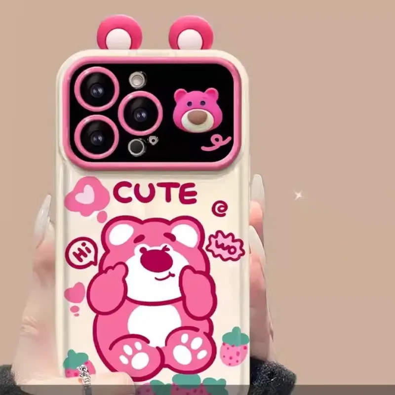 Cute Winnie Pooh Bear Phone Case Lotso Flip Mirror Back Cover