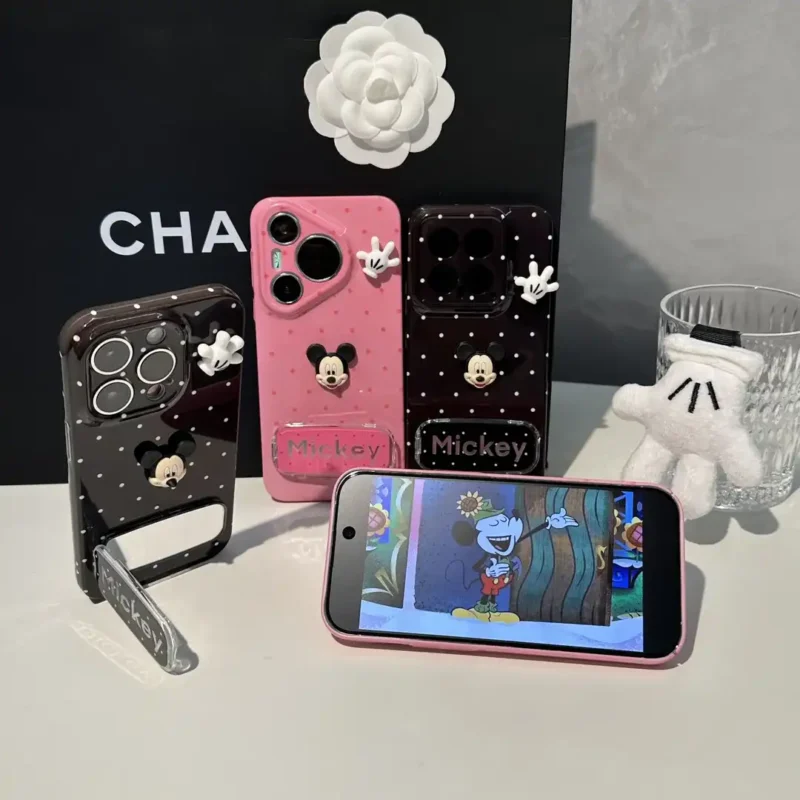 Flip Mirror Stand Mickey Phone Case for iPhone