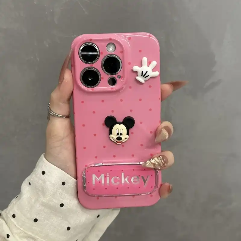 Flip Mirror Stand Mickey Phone Case for iPhone