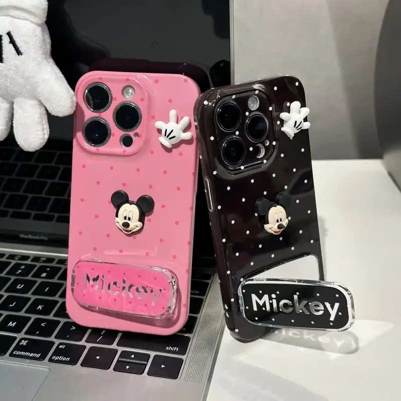 Flip Mirror Stand Mickey Phone Case for iPhone