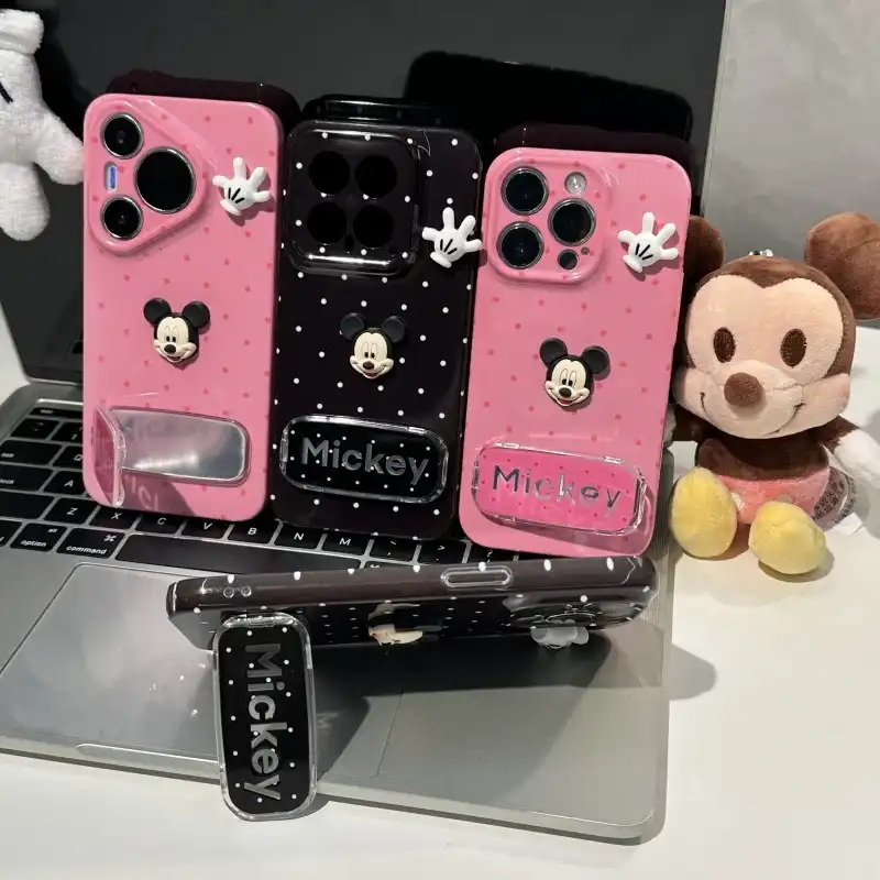 Flip Mirror Stand Mickey Phone Case for iPhone