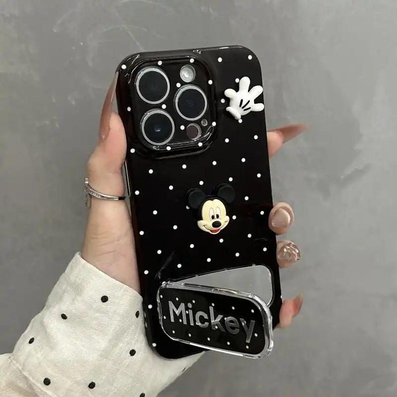 Flip Mirror Stand Mickey Phone Case for iPhone