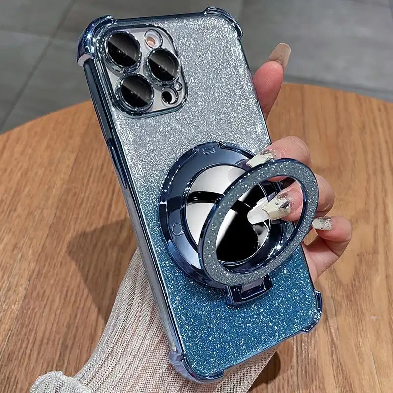 Glitter Phone Case With Mirror Ring Grip Stand 8 Glitter Phone Case With Mirror Ring Grip Stand
