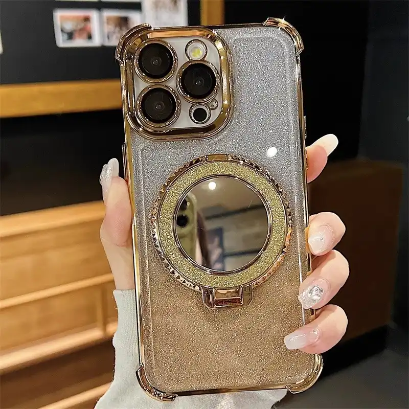 Glitter Phone Case With Mirror Ring Grip Stand 9 Glitter Phone Case With Mirror Ring Grip Stand