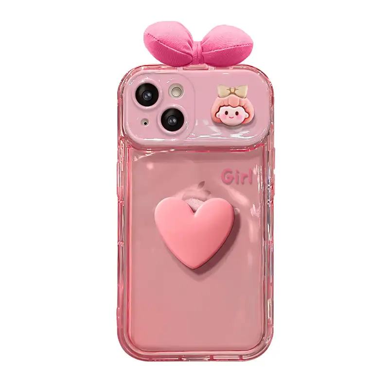 Heart-shaped and girl-themed flip mirror phone case 1 Heart-shaped and girl-themed flip mirror phone case