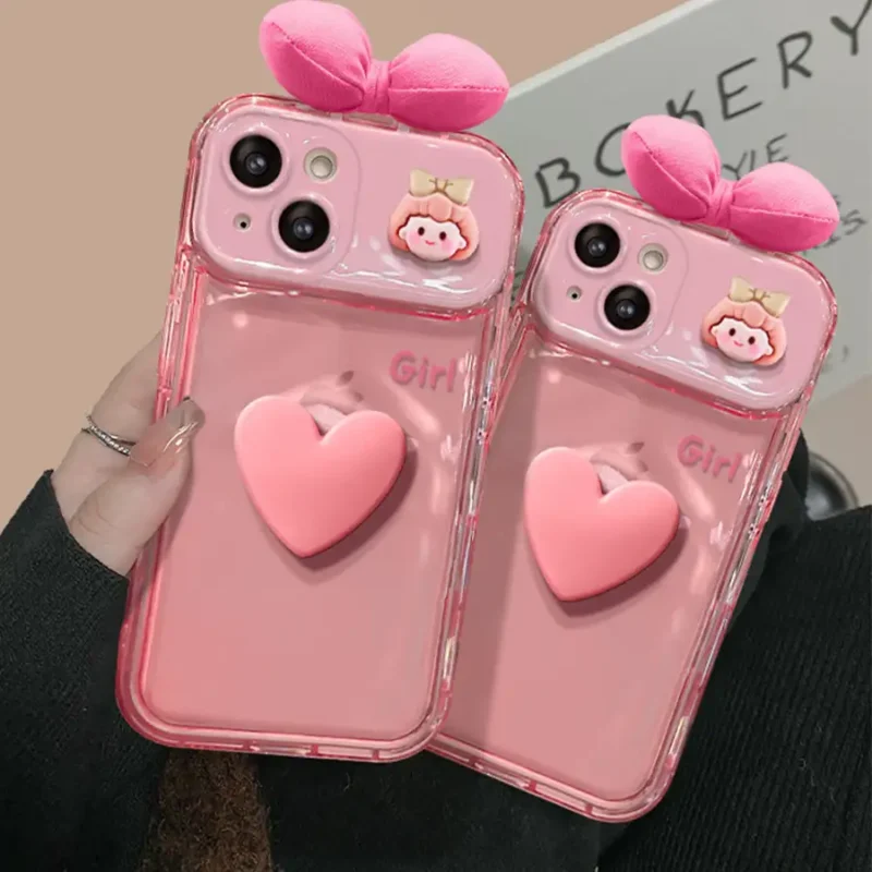 Heart-shaped and girl-themed flip mirror phone case 2 Heart-shaped and girl-themed flip mirror phone case