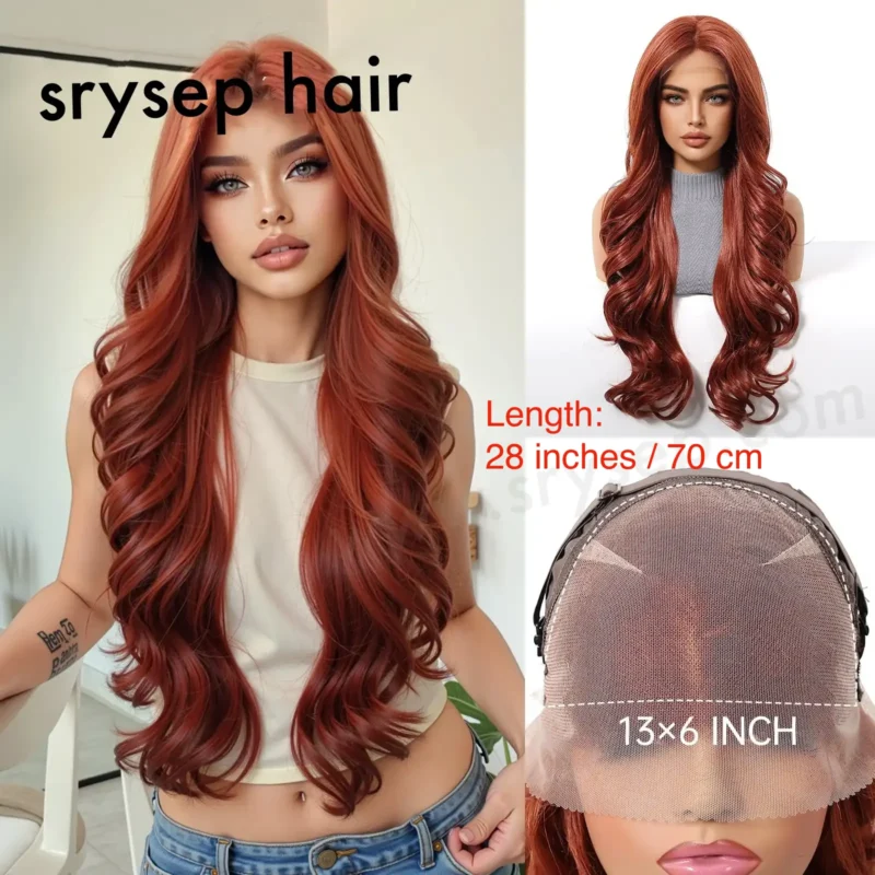 Japanese Futura Fiber Lace-Front Long Wavy Wigs 13 Long Wavy Lace Front Wigs for Women - 13x6 HD Transparent Lace Frontal Synthetic Wig, Japanese Futura Heat Resistant Fiber with Pre-Plucked Hairline