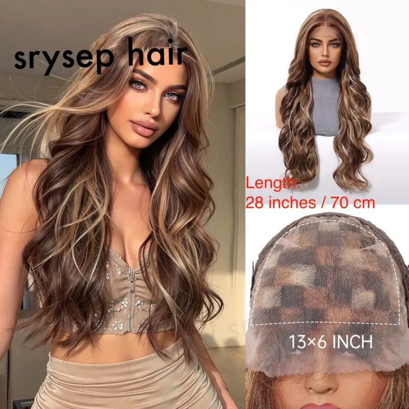 Japanese Futura Fiber Lace-Front Long Wavy Wigs 3 Long Wavy Lace Front Wigs for Women - 13x6 HD Transparent Lace Frontal Synthetic Wig, Japanese Futura Heat Resistant Fiber with Pre-Plucked Hairline