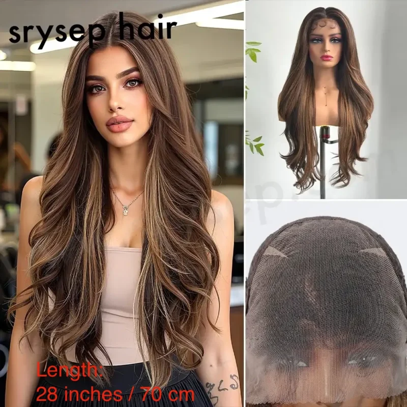 Japanese Futura Fiber Lace-Front Long Wavy Wigs 5 Long Wavy Lace Front Wigs for Women - 13x6 HD Transparent Lace Frontal Synthetic Wig, Japanese Futura Heat Resistant Fiber with Pre-Plucked Hairline