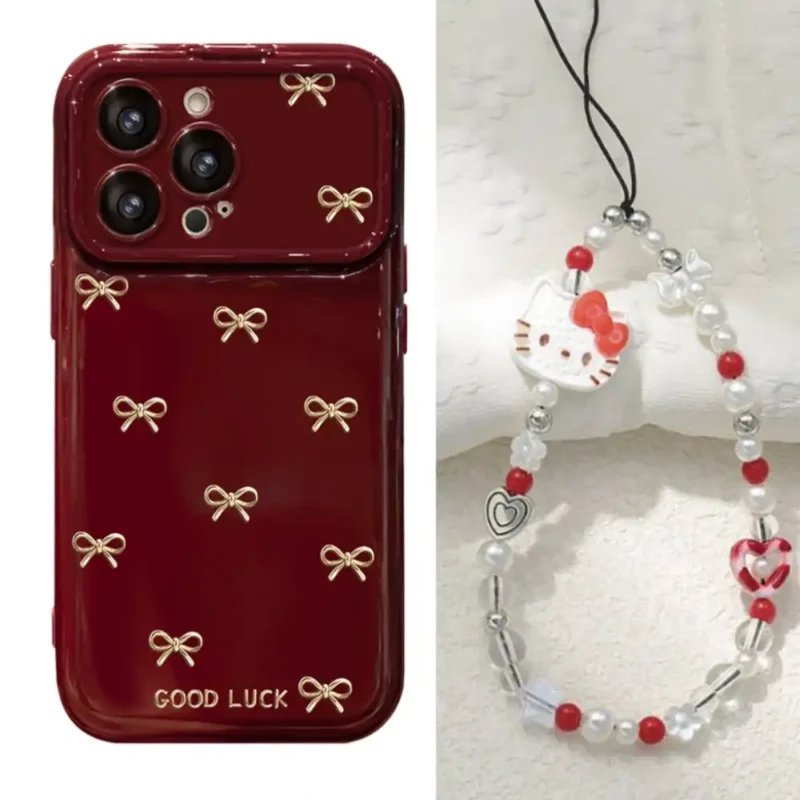 Makeup Mirror Lens Protector Heart iPhone Case Lucky Bow Back Cover