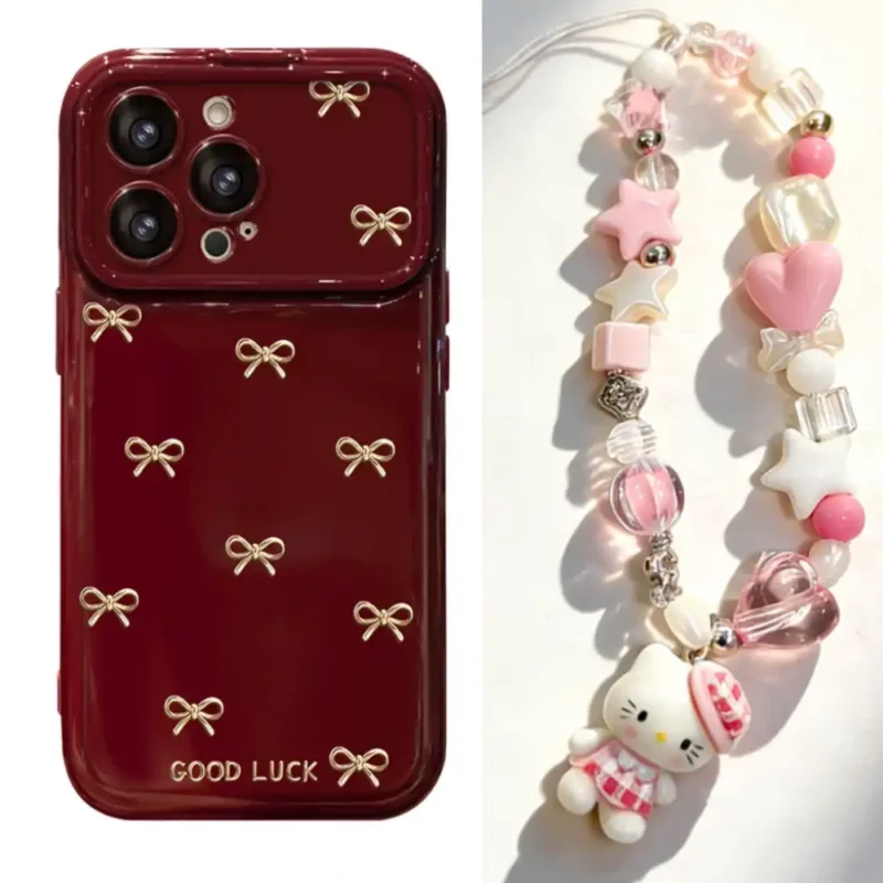 Makeup Mirror Lens Protector Heart iPhone Case Lucky Bow Back Cover