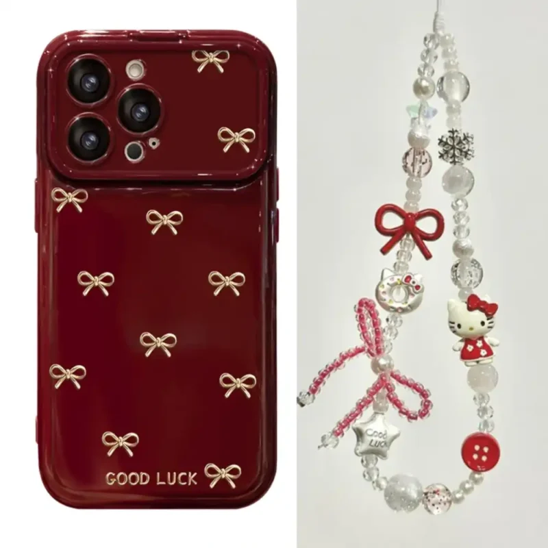 Makeup Mirror Lens Protector Heart iPhone Case Lucky Bow Back Cover