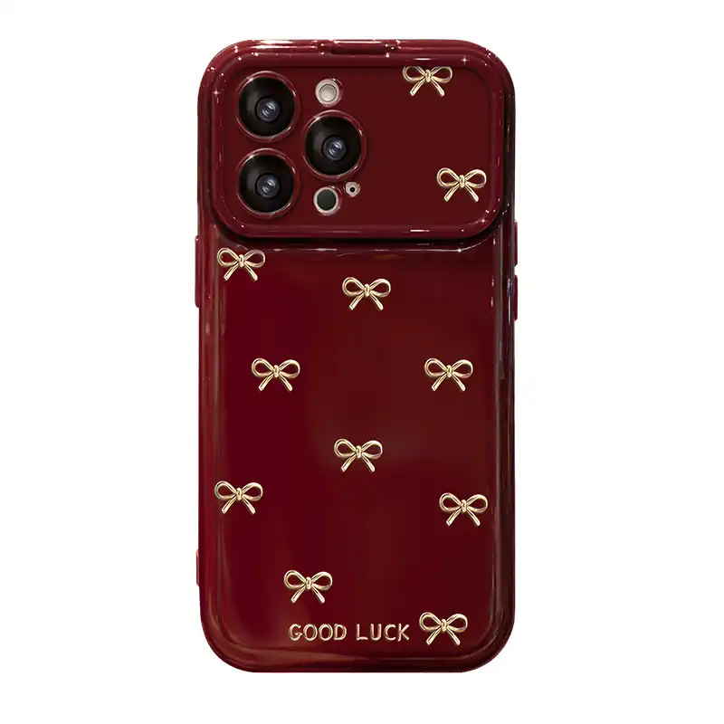 Makeup Mirror Lens Protector Heart iPhone Case Lucky Bow Back Cover
