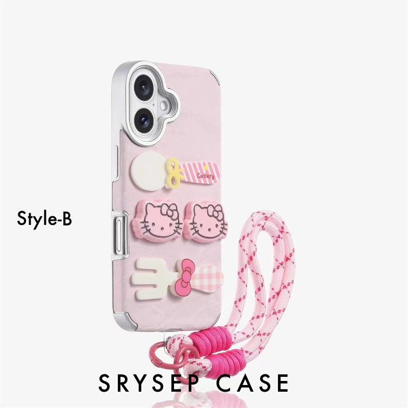iPhone Lanyard Series - Cute Pink Liquid Silicone Phone Case