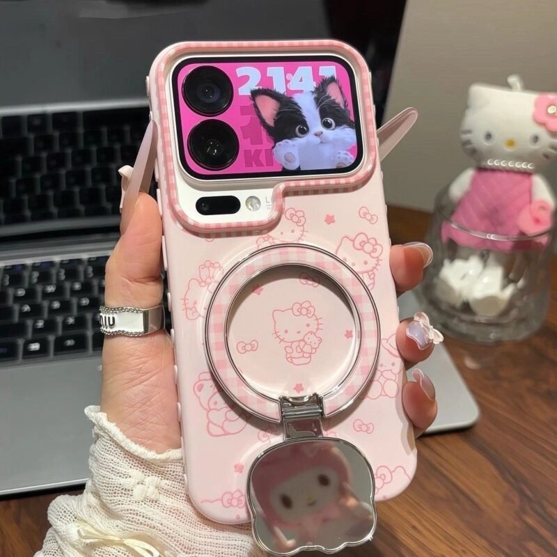 Cuteness Kitty Mirror Stand Phone Case for iPhone