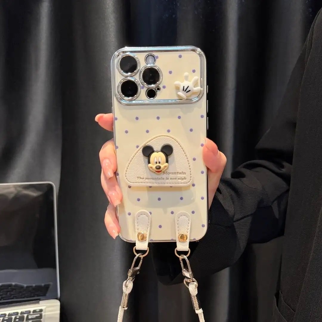 img_9894 Cartoon 3D Mickey Mouse Popsockets Phone Case for iPhone with Lanyard
