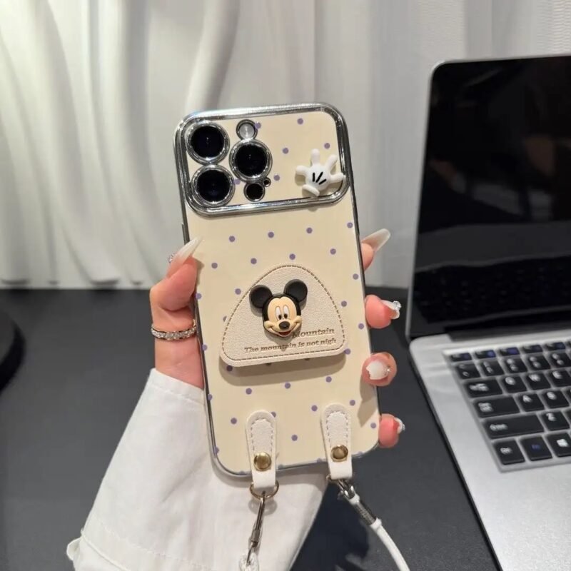 img_9896 Cartoon 3D Mickey Mouse Popsockets Phone Case for iPhone with Lanyard