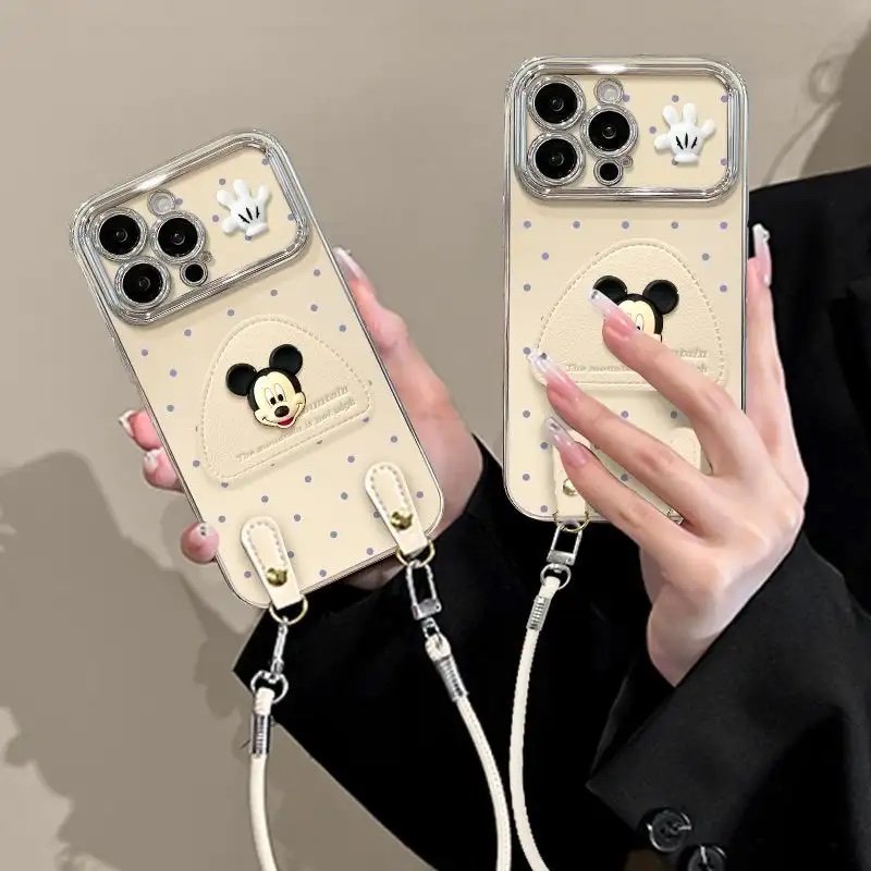 img_9897 Cartoon 3D Mickey Mouse Popsockets Phone Case for iPhone with Lanyard